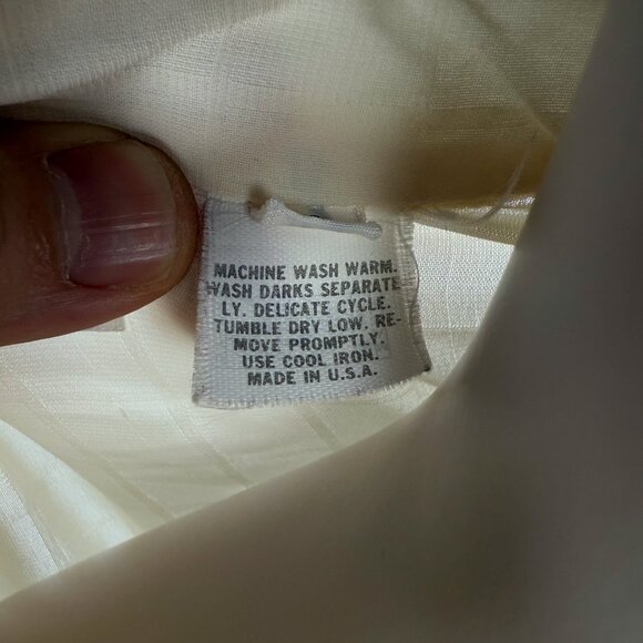 PIERRE BALMAIN VTG Mandarin Collar Butter Cream‎ Yellow Button Down Blouse 12 M - Picture 7 of 9